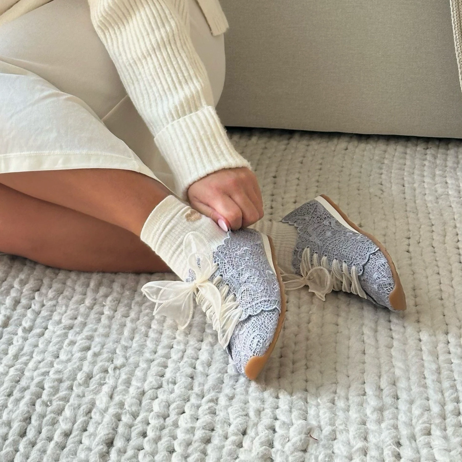 DAYANA SNEAKERS DUSTY BLUE LACE(Dayana Sneakers Dusty Blue Lace) 4 DAYANA SNEAKERS DUSTY BLUE LACE(Dayana Sneakers Dusty Blue Lace) - Image 4