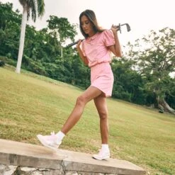 NOTICE X BYRDIE GOLF SNEAKERS PINK FLORAL NYLON(Notice X Byrdie Golf Sneakers Pink Floral Nylon) -Dolce Vita Shop BG Jam 4196