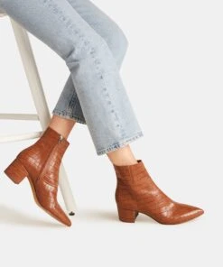 BEL BOOTIES COGNAC CROCO - Re:vita(Bel Booties Cognac Croco Resale) -Dolce Vita Shop DOLCEVIA BOOTIES BEL COGNAC CROCO