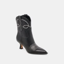 ANGEL BOOTIES BLACK WHITE LEATHER(Angel Booties Black White Leather) -Dolce Vita Shop DOLCEVITA BOOTS ANGEL BLACK WHITE LEATHER 01