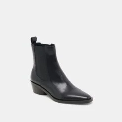 FOSTER BOOTIES BLACK LEATHER(Foster Booties Black Leather) -Dolce Vita Shop DOLCEVITA BOOTS FOSTER BLACK LEATHER 01
