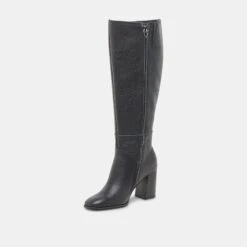 Dolce Vita FYNN WIDE CALF BOOTS ONYX LEATHER(Fynn Wide Calf Boots Onyx Leather) -Dolce Vita Shop DOLCEVITA BOOTS FYNNEXTRAWIDECALF ONYXLEATHER 01