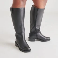 GLORY H2O EXTRA WIDE CALF BOOTS BLACK LEATHER(Glory H2o Extra Wide Calf Boots Black Leather) -Dolce Vita Shop DOLCEVITA BOOTS GLORYH2O BLACKLEATHER ONFOOT EWIDE 1
