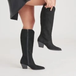 Dolce Vita RAJ WIDE CALF BOOTS ONYX SUEDE(Raj Wide Calf Boots Onyx Suede) -Dolce Vita Shop DOLCEVITA BOOTS RAJ ONYXSUEDE ONFOOT WC 02