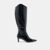 SHILAH WIDE CALF BOOTS NOIR EMBOSSED LEATHER(Shilah Wide Calf Boots Noir Embossed Leather)