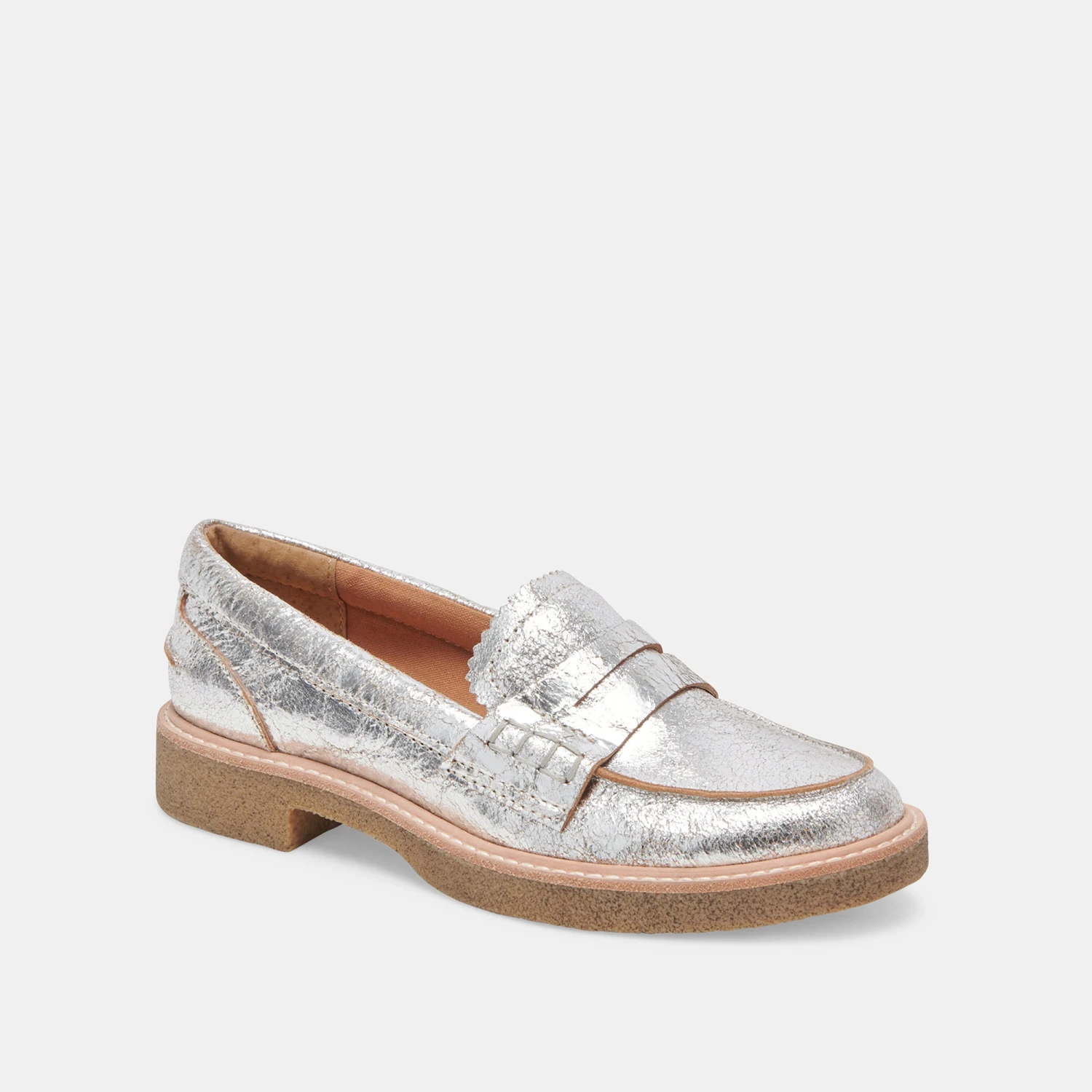 Dolce Vita ARABEL LOAFERS SILVER DISTRESSED LEATHER(Arabel Loafers Silver Distressed Leather) 3 Dolce Vita ARABEL LOAFERS SILVER DISTRESSED LEATHER(Arabel Loafers Silver Distressed Leather) - Image 3