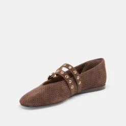BAYLEE GROMMET BALLET FLATS DK BROWN PERFORATED SUEDE(Baylee Grommet Ballet Flats Dk Brown Perforated Suede) -Dolce Vita Shop DOLCEVITA FLATS BAYLEEGROMMET DKBROWNPERFORATEDSUEDE 09