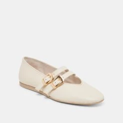 BAYLEE BALLET FLATS IVORY LEATHER(Baylee Ballet Flats Ivory Leather) -Dolce Vita Shop DOLCEVITA FLATS BAYLEE IVORYCRIINKLEPATENT 01