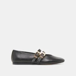 BAYLEE WIDE BALLET FLATS BLACK LEATHER(Baylee Wide Ballet Flats Black Leather)