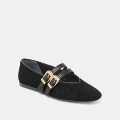 BAYLEE BALLET FLATS ONYX PERFORATED SUEDE(Baylee Ballet Flats Onyx Perforated Suede) -Dolce Vita Shop DOLCEVITA FLATS BAYLEE ONYXPERFORATEDSUEDE 01