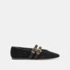 BAYLEE BALLET FLATS ONYX PERFORATED SUEDE(Baylee Ballet Flats Onyx Perforated Suede)