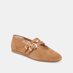 BAYLEE BALLET FLATS PECAN PERFORATED SUEDE(Baylee Ballet Flats Pecan Perforated Suede) -Dolce Vita Shop DOLCEVITA FLATS BAYLEE PECANPERFORATEDSUEDE 01