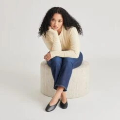 BRAIDY BALLET FLATS BLACK LEATHER(Braidy Ballet Flats Black Leather) -Dolce Vita Shop DOLCEVITA FLATS BRAIDY BLACKLEATHER ONFOOT 03