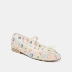 CADEL FLORAL BALLET FLATS IVORY FLORAL MESH(Cadel Floral Ballet Flats Ivory Floral Mesh) -Dolce Vita Shop DOLCEVITA FLATS CADELFLORAL IVORYFLORALMESH 01