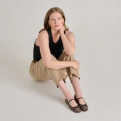 CADEL BALLET FLATS DK LEOPARD MESH(Cadel Ballet Flats Dk Leopard Mesh) -Dolce Vita Shop DOLCEVITA FLATS CADEL DKLEOPARDMESH ONFOOT 01