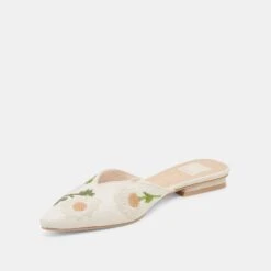ELM FLATS WHITE FLORAL RAFFIA(Elm Flats White Floral Raffia) -Dolce Vita Shop DOLCEVITA FLATS ELM WHITEFLORALRAFFIA 08