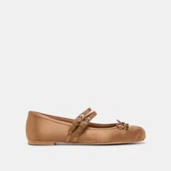GIBSEN BALLET FLATS MID BROWN SATIN(Gibsen Ballet Flats Mid Brown Satin)