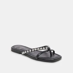 LUCCA PEARL SANDALS BLACK PEARLS(Lucca Pearl Sandals Black Pearls) -Dolce Vita Shop DOLCEVITA FLATS LUCCAPEARL BLACKPEARLS 01
