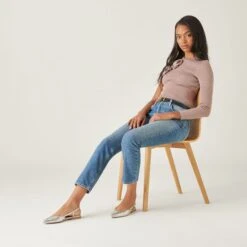 Dolce Vita NARAH FLATS SILVER METALLIC LEATHER(Narah Flats Silver Metallic Leather) -Dolce Vita Shop DOLCEVITA FLATS NARAH SILVERMETALICLEATHER ONFOOT 2