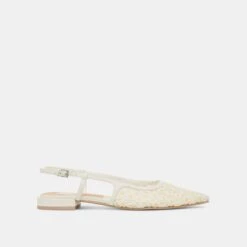 PAMIE FLORAL FLATS WHITE YELLOW FLORAL MESH(Pamie Floral Flats White Yellow Floral Mesh)