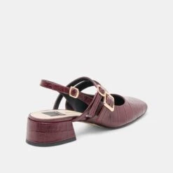 PATZY HEELS OXBLOOD EMBOSSED LEATHER(Patzy Heels Oxblood Embossed Leather) -Dolce Vita Shop DOLCEVITA FLATS PATZY CRANBERRYEMBOSSEDLEATHER 03