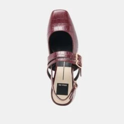 PATZY HEELS OXBLOOD EMBOSSED LEATHER(Patzy Heels Oxblood Embossed Leather) -Dolce Vita Shop DOLCEVITA FLATS PATZY CRANBERRYEMBOSSEDLEATHER 06