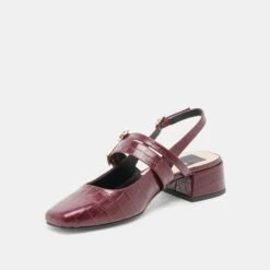 PATZY HEELS OXBLOOD EMBOSSED LEATHER(Patzy Heels Oxblood Embossed Leather) -Dolce Vita Shop DOLCEVITA FLATS PATZY CRANBERRYEMBOSSEDLEATHER 09