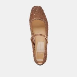REYES CRYSTAL BALLET FLATS MID BROWN MESH(Reyes Crystal Ballet Flats Mid Brown Mesh) -Dolce Vita Shop DOLCEVITA FLATS REYESCRYSTAL MIDBROWNMESH 06