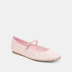REYES X BYRDIE GOLF BALLET FLATS PINK PLAID GINGHAM(Reyes X Byrdie Golf Ballet Flats Pink Plaid Gingham) -Dolce Vita Shop DOLCEVITA FLATS REYES PINKPLAIDGINGHAM 01