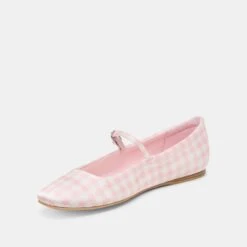 REYES X BYRDIE GOLF BALLET FLATS PINK PLAID GINGHAM(Reyes X Byrdie Golf Ballet Flats Pink Plaid Gingham) -Dolce Vita Shop DOLCEVITA FLATS REYES PINKPLAIDGINGHAM 08