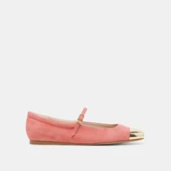 REYES TOE CAP BALLET FLATS CORAL SUEDE(Reyes Toe Cap Ballet Flats Coral Suede)
