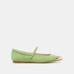 REYES TOE CAP BALLET FLATS LIME SUEDE(Reyes Toe Cap Ballet Flats Lime Suede)