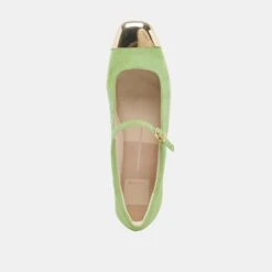 REYES TOE CAP BALLET FLATS LIME SUEDE(Reyes Toe Cap Ballet Flats Lime Suede) -Dolce Vita Shop DOLCEVITA FLATS REYES TOE CAP LIME SUEDE 06