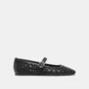 RODNI EYELET PERF BALLET FLATS BLACK LEATHER(Rodni Eyelet Perf Ballet Flats Black Leather)