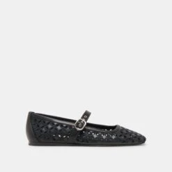 RODNI EYELET PERF BALLET FLATS BLACK LEATHER(Rodni Eyelet Perf Ballet Flats Black Leather)