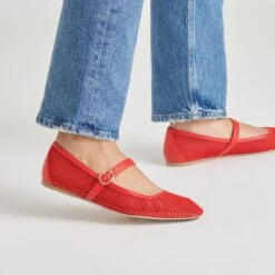 RODNI MESH BALLET FLATS CHILI WOVEN MESH(Rodni Mesh Ballet Flats Chili Woven Mesh) -Dolce Vita Shop DOLCEVITA FLATS RODNIMESH CHILI MESH ONFOOT 01