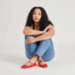 RODNI MESH BALLET FLATS CHILI WOVEN MESH(Rodni Mesh Ballet Flats Chili Woven Mesh) -Dolce Vita Shop DOLCEVITA FLATS RODNIMESH CHILI MESH ONFOOT 02