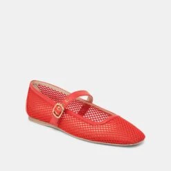 RODNI MESH BALLET FLATS CHILI WOVEN MESH(Rodni Mesh Ballet Flats Chili Woven Mesh) -Dolce Vita Shop DOLCEVITA FLATS RODNIMESH REDWOVENMESH 01