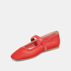 RODNI MESH BALLET FLATS CHILI WOVEN MESH(Rodni Mesh Ballet Flats Chili Woven Mesh) -Dolce Vita Shop DOLCEVITA FLATS RODNIMESH REDWOVENMESH 08
