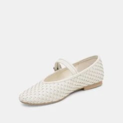 ROSLYN WOVEN BALLET FLATS TRUE WHITE WOVEN LEATHER(Roslyn Woven Ballet Flats True White Woven Leather) -Dolce Vita Shop DOLCEVITA FLATS ROSLYNWOVEN TRUEWHITEWOVENLEATHER 08