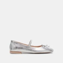 CARIN BALLET FLATS SILVER METALLIC LEATHER(Carin Ballet Flats Silver Metallic Leather)