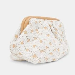 FIORE CLUTCH EMBROIDERED NATURAL RAFFIA(Fiore Clutch Embroidered Natural Raffia) -Dolce Vita Shop DOLCEVITA HANDBAGS FIORE NATURAL 2