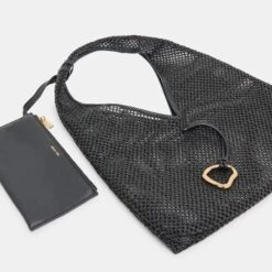 MISSIE TOTE BLACK RAFFIA MESH(Missie Tote Black Raffia Mesh) -Dolce Vita Shop DOLCEVITA HANDBAGS MISSIE M BLACK 3