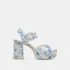 BOBBY PEARL HEELS BLUE FLORAL SATIN(Bobby Pearl Heels Blue Floral Satin)