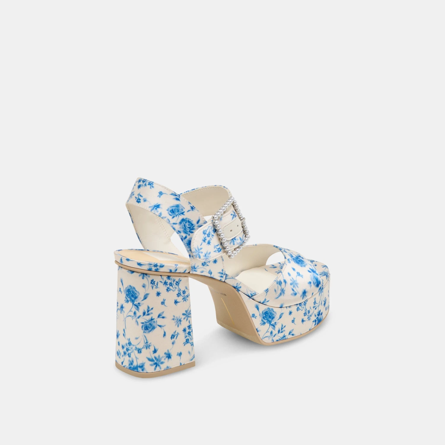 BOBBY PEARL HEELS BLUE FLORAL SATIN(Bobby Pearl Heels Blue Floral Satin) 3 BOBBY PEARL HEELS BLUE FLORAL SATIN(Bobby Pearl Heels Blue Floral Satin) - Image 3