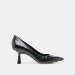 BRIONA HEELS NOIR CROCO EMBOSSED LEATHER(Briona Heels Noir Croco Embossed Leather)