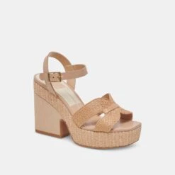 CALE HEELS LT NATURAL RAFFIA(Cale Heels Lt Natural Raffia) -Dolce Vita Shop DOLCEVITA HEELS CALE CITRUSMULTIRAFFIA 01