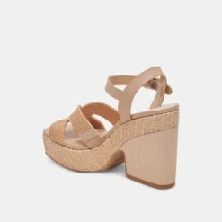 CALE HEELS LT NATURAL RAFFIA(Cale Heels Lt Natural Raffia) -Dolce Vita Shop DOLCEVITA HEELS CALE CITRUSMULTIRAFFIA 08