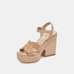 CALE HEELS LT NATURAL RAFFIA(Cale Heels Lt Natural Raffia) -Dolce Vita Shop DOLCEVITA HEELS CALE CITRUSMULTIRAFFIA 09