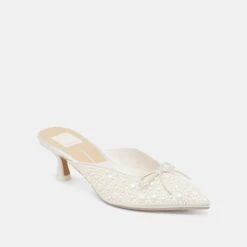 CLAYTN PEARL HEELS TRUE WHITE SATIN(Claytn Pearl Heels True White Satin) -Dolce Vita Shop DOLCEVITA HEELS CLAYTNPEARL TRUEWHITESATIN 01